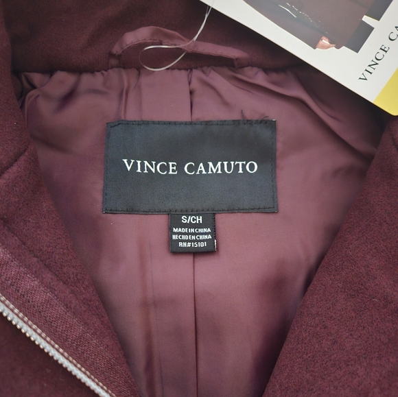 NWT!Vince Camuto Women's Full Zip Jacket Coat, Dark Red/ S,M,L Gold Zipper/Snaps - Picture 9 of 12